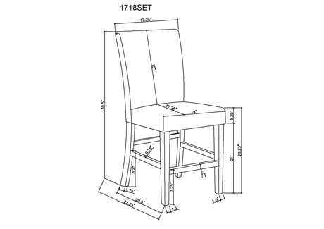 Marbel Dove/Black 5-Piece Faux Marble Counter Height Set - Ornate Home