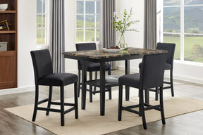 Marbel Gold/Black Faux Marble Counter Height Dining Set - Ornate Home