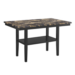 Marbel Gold/Black Faux Marble Counter Height Dining Set - Ornate Home
