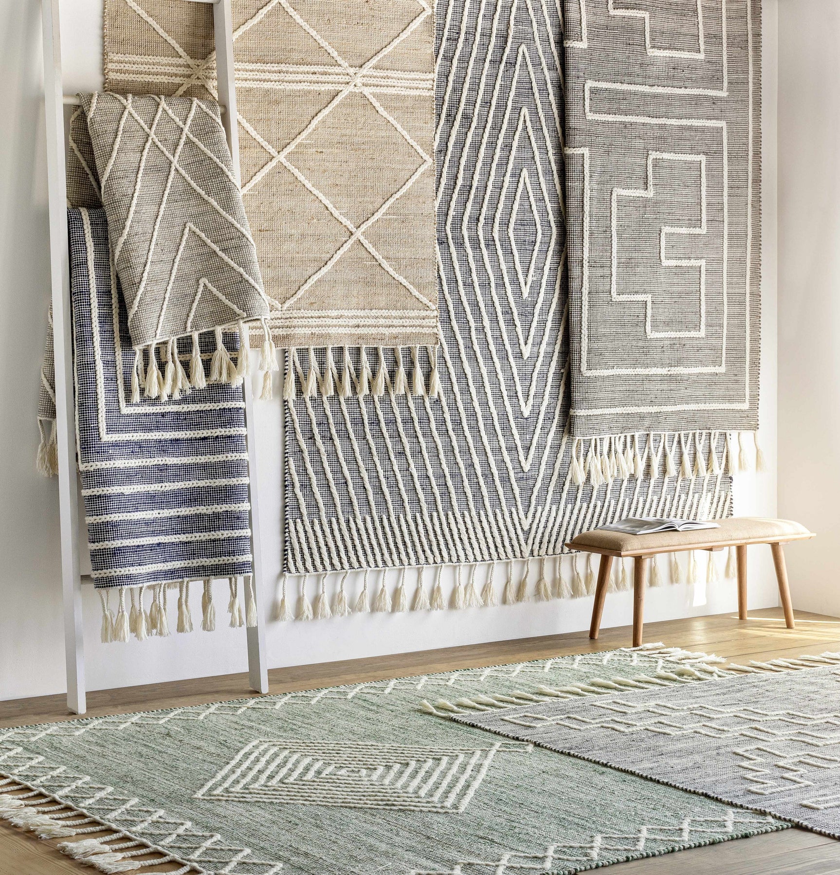 Marbletown Jute&Wool Blend Rug with Tassels - Clearance - Ornate Home