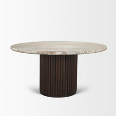Marbrello Pink/Brown 60" Round Dining Table - Ornate Home