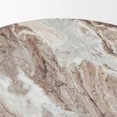 Marbrello Pink/Brown Marble Top Espresso Fluted Wood Round Side Table