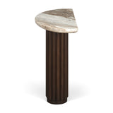 Marbrello Pink/Dark Brown Marble Top Fluted Wood Half Moon Console Table Top - Ornate Home