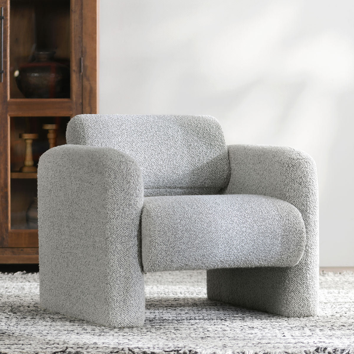 Marcel Mercury Gray Boucle Accent Chair - Ornate Home