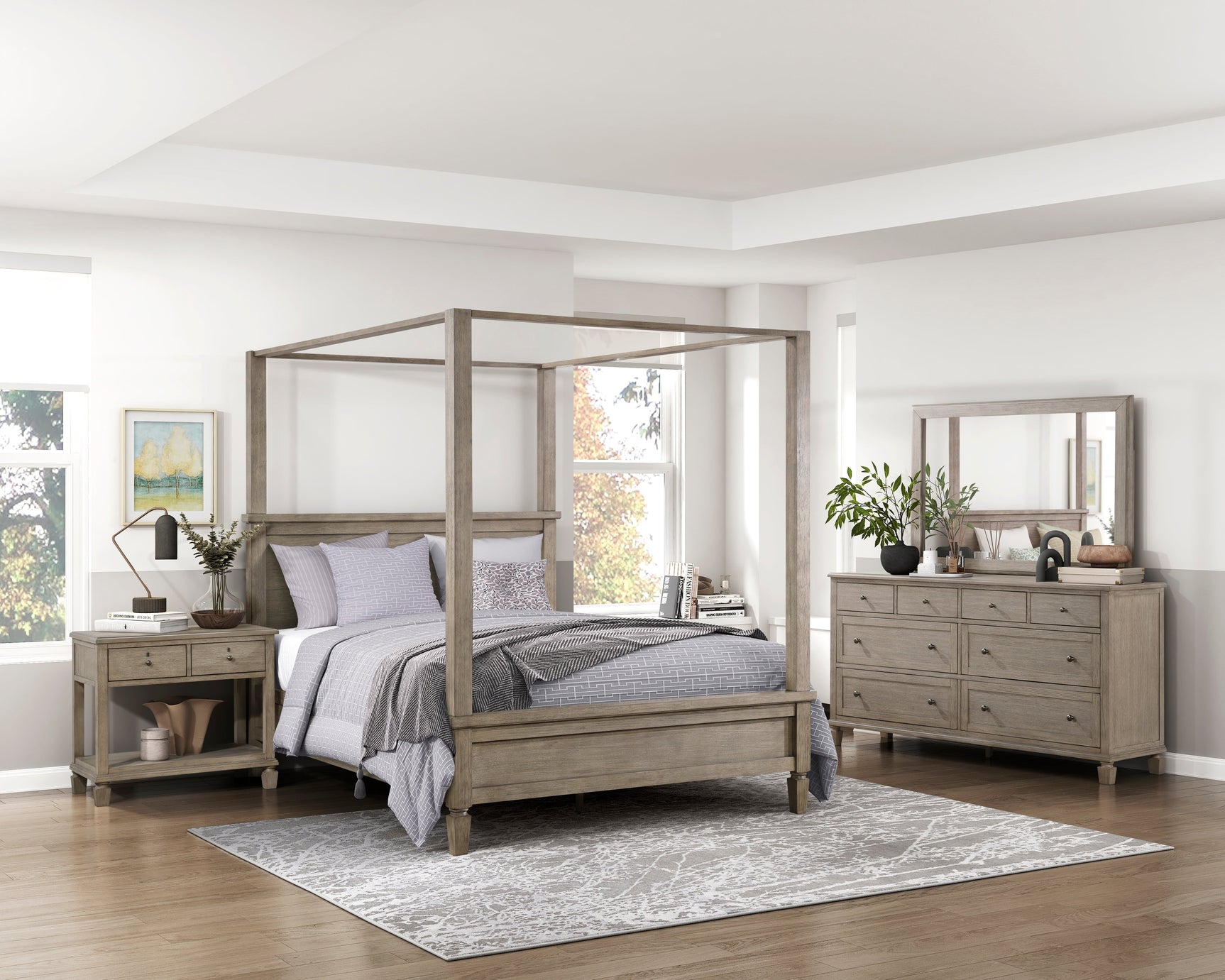 Marceline Gray Oak Eastern King Platform Bed - Ornate Home