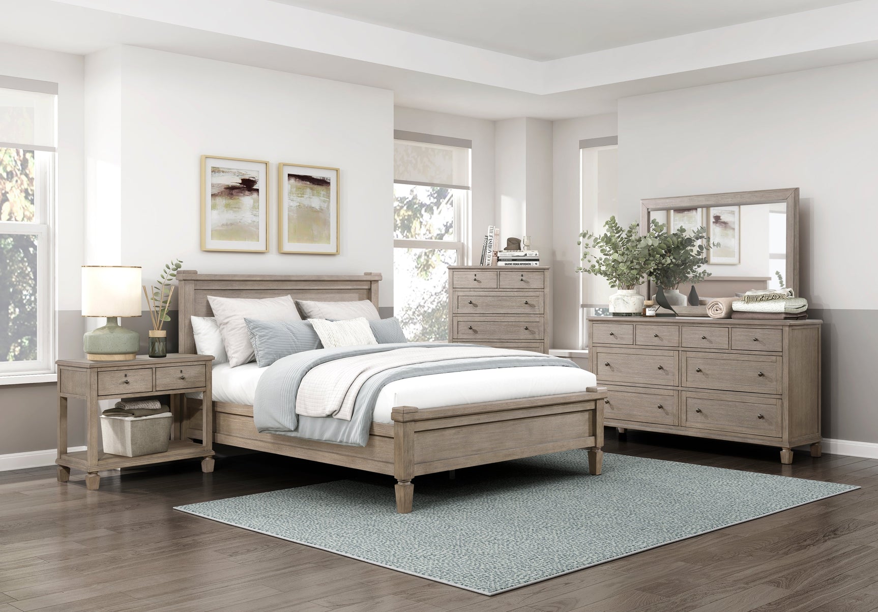 Marceline Gray Oak Eastern King Platform Bed - Ornate Home