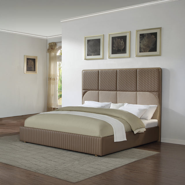 Marcelino Brown/Beige Eastern King Bed - Ornate Home