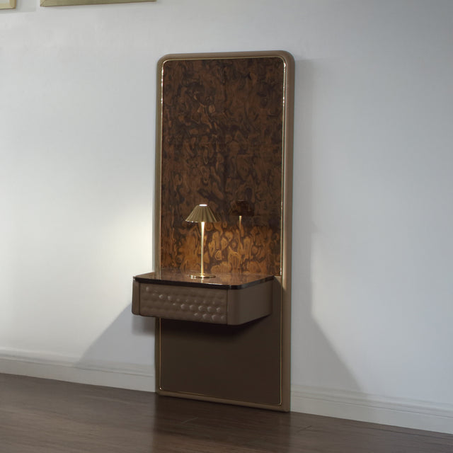 Marcelino Brown/Beige Nightstand w/ Wall Pier (EK) - Ornate Home
