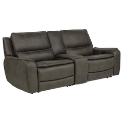 Marcell Grey 3-Piece Power Reclining Loveseat With Charging Console - Ornate Home