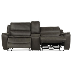 Marcell Grey 3-Piece Power Reclining Loveseat With Charging Console - Ornate Home
