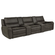 Marcell Grey 5-Piece 3-Seat Power Home Theater Seating With Dual Consoles