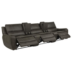 Marcell Grey 5-Piece 3-Seat Power Home Theater Seating With Dual Consoles - Ornate Home