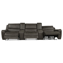 Marcell Grey 5-Piece 3-Seat Power Home Theater Seating With Dual Consoles - Ornate Home