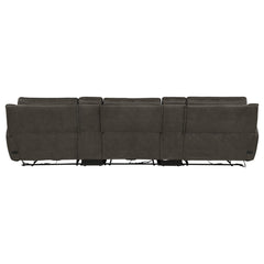 Marcell Grey 5-Piece 3-Seat Power Home Theater Seating With Dual Consoles - Ornate Home