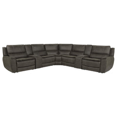 Marcell Grey 7-Piece L-shaped Power Reclining Sectional With Dual Consoles
