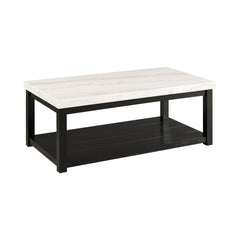 Marcello White/Black Rectangular Coffee Table with Casters - Ornate Home