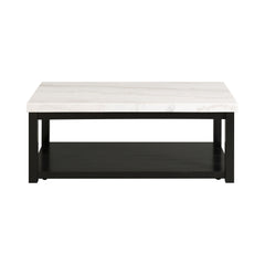 Marcello White/Black Rectangular Coffee Table with Casters - Ornate Home
