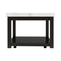 Marcello White/Black Rectangular Coffee Table with Casters - Ornate Home