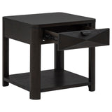 Marcelo Coffee Wood End Table with Drawer and Shelf - Ornate Home