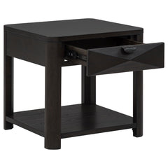 Marcelo Coffee Wood End Table with Drawer and Shelf - Ornate Home
