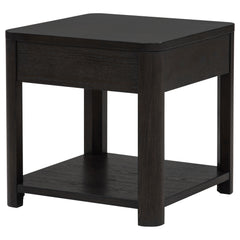 Marcelo Coffee Wood End Table with Drawer and Shelf - Ornate Home