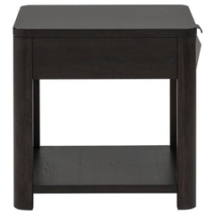 Marcelo Coffee Wood End Table with Drawer and Shelf - Ornate Home