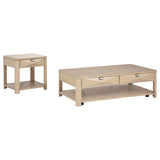 Marcelo Light Elm 2-piece Coffee Table Set with Storage - Ornate Home