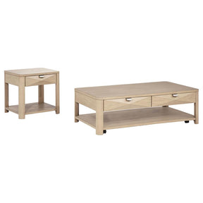 Marcelo Light Elm 2-piece Coffee Table Set with Storage - Ornate Home