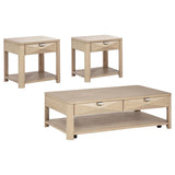 Marcelo Light Elm 3-piece Coffee Table Set with Storage - Ornate Home