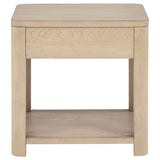 Marcelo Light Elm Wood End Table with Drawer and Shelf - Ornate Home