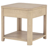 Marcelo Light Elm Wood End Table with Drawer and Shelf - Ornate Home