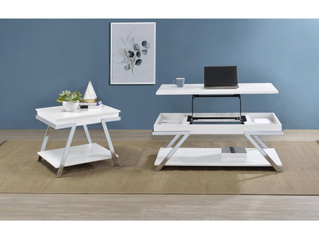 Marcia White High Gloss 2-piece Coffee and End Table Set - Ornate Home