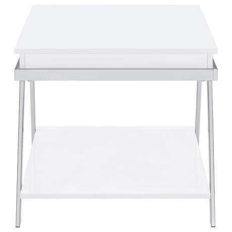 Marcia White High Gloss 2-piece Coffee and End Table Set - Ornate Home