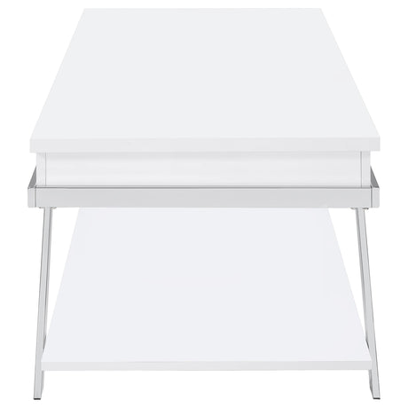 Marcia White High Gloss 3-piece Coffee and End Table Set - Ornate Home