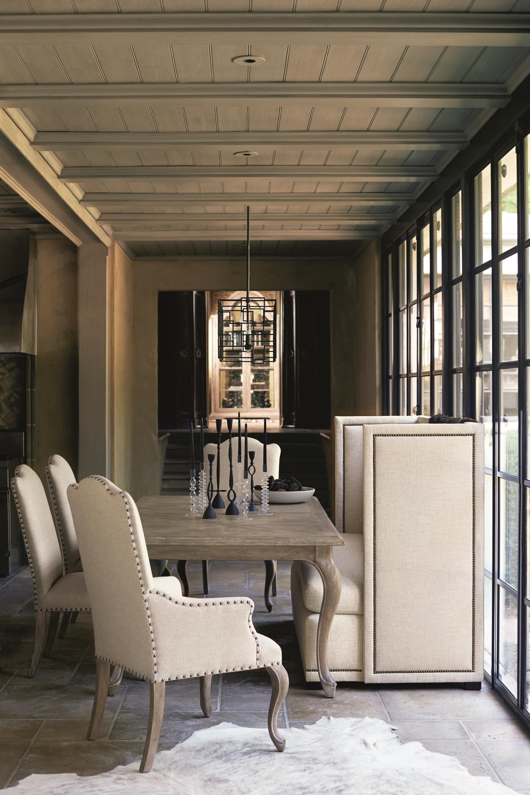 Marcourt White/Cream Fabric Banquette - Ornate Home