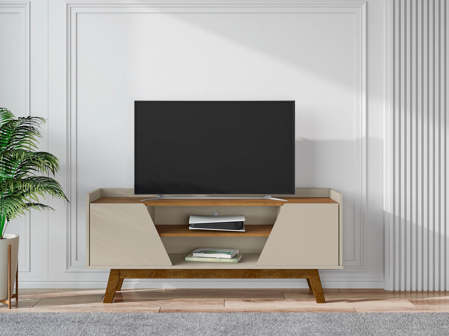 Marcus 53.14 TV Stand in Greige and Nature - Ornate Home