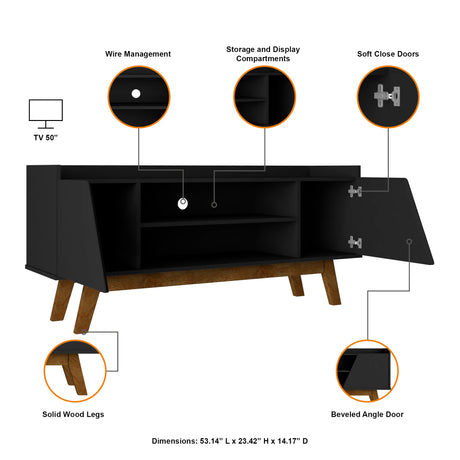 Marcus 53.14 TV Stand in Matte Black - Ornate Home