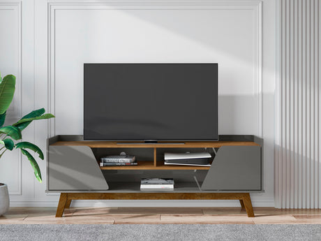 Marcus 62.99 TV Stand in Grey and Nature - Ornate Home