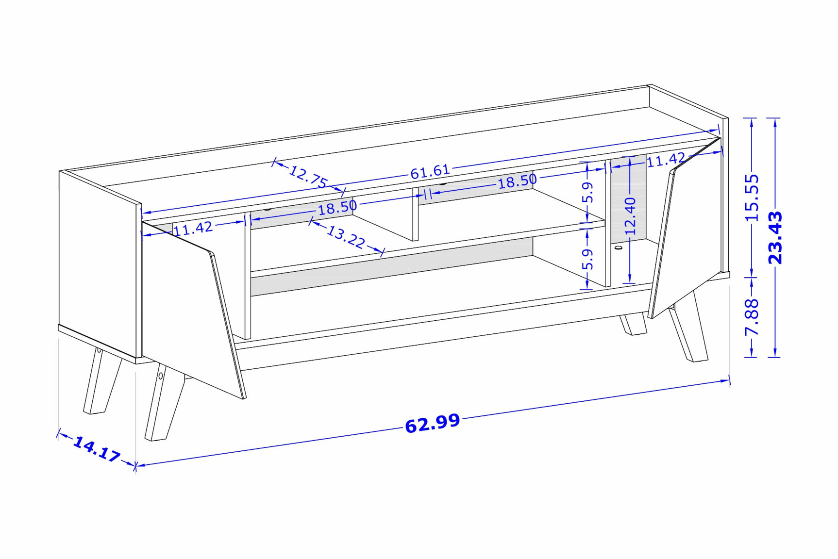 Marcus 62.99 TV Stand in Grey and Nature - Ornate Home