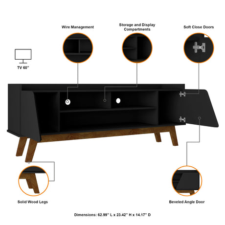Marcus 62.99 TV Stand in Matte Black - Ornate Home