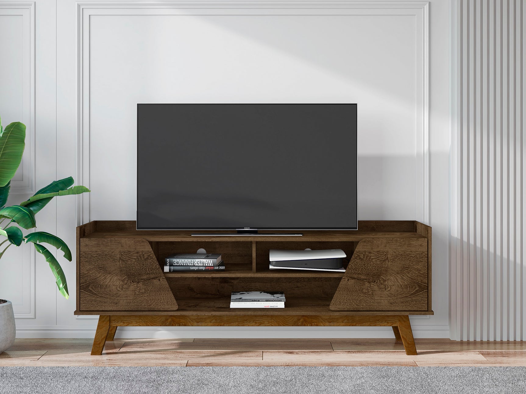 Marcus 62.99 TV Stand in Rustic Brown - Ornate Home