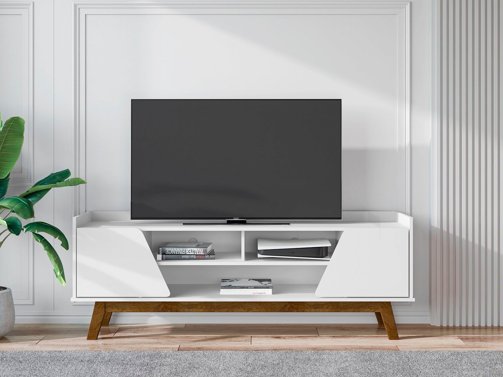 Marcus 62.99 TV Stand in White - Ornate Home