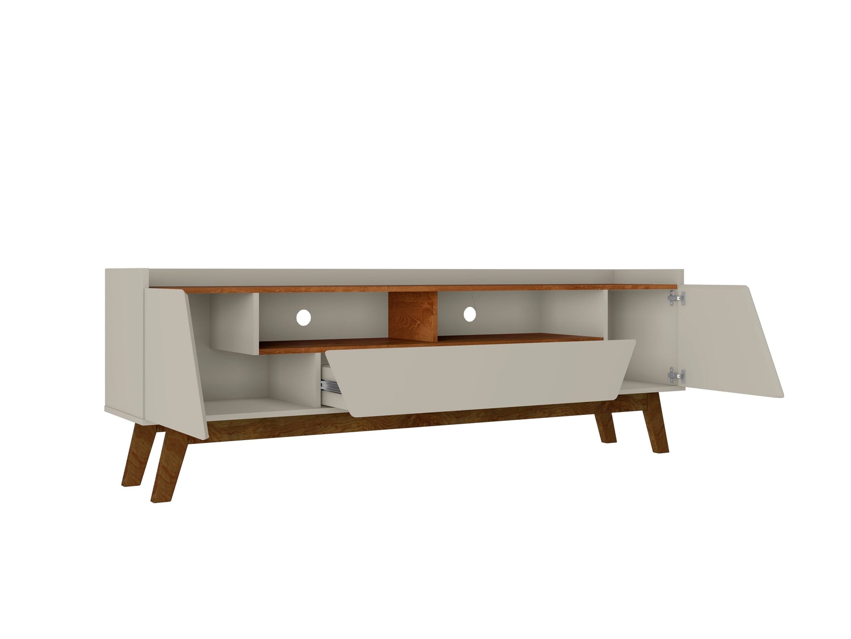 Marcus 70.86 TV Stand in Greige and Nature - Ornate Home