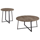 Marcus Light Brown 2-piece Round Coffee and End Table Set - Ornate Home