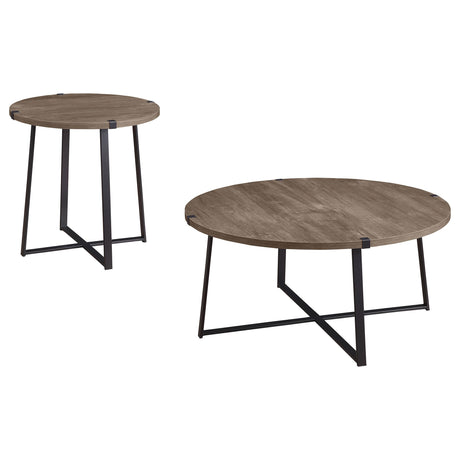 Marcus Light Brown 2-piece Round Coffee and End Table Set - Ornate Home