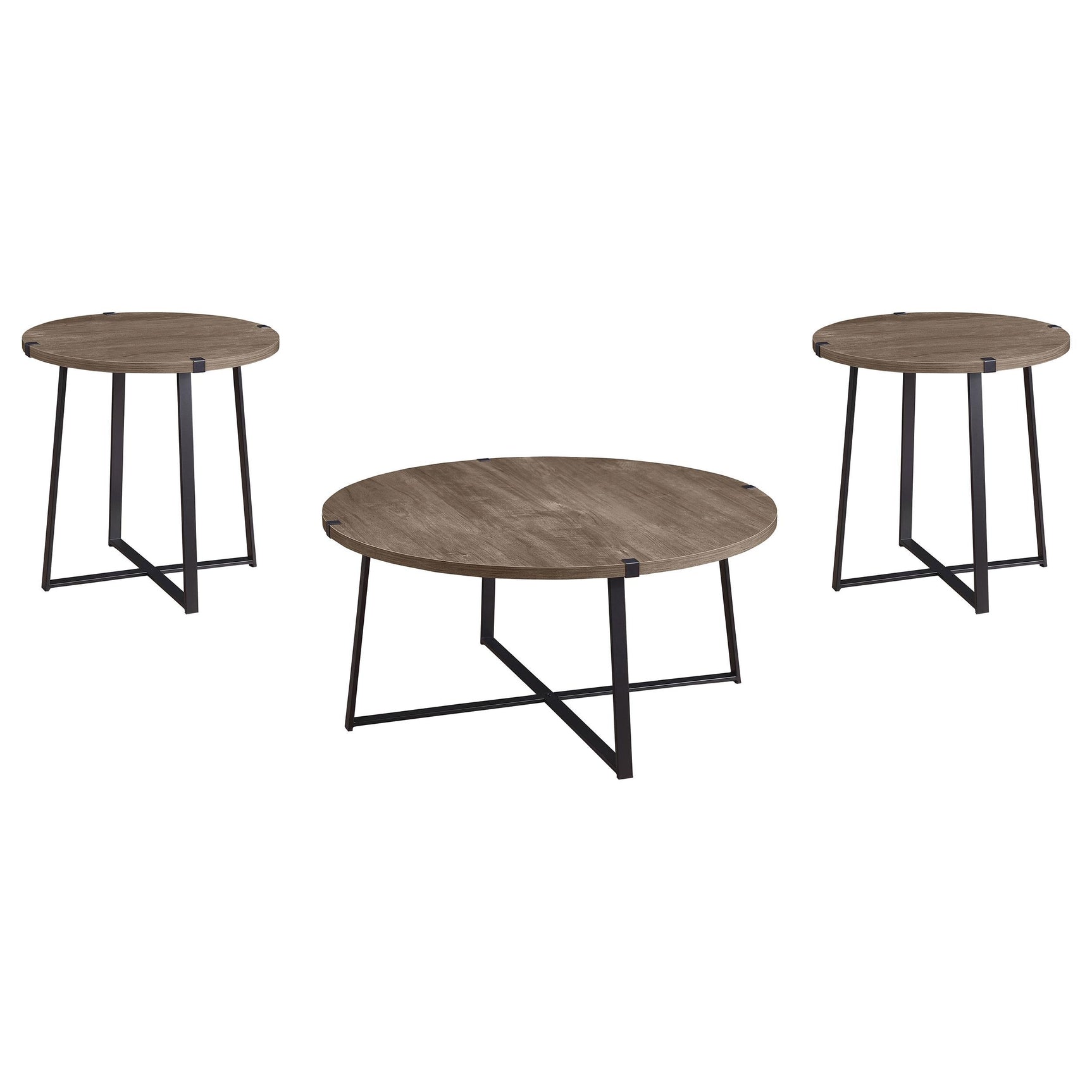 Marcus Light Brown 3-piece Round Coffee and End Table Set - Ornate Home