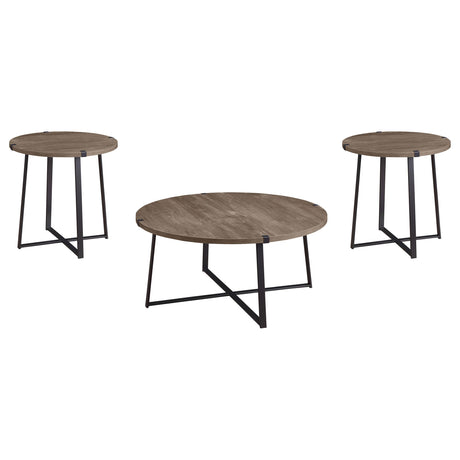 Marcus Light Brown 3-piece Round Coffee and End Table Set - Ornate Home