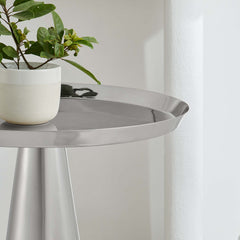 Maren Nickel Round Side Table - Ornate Home