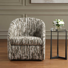 Mari Green/White Boucle Swivel Chair - Ornate Home