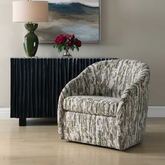 Mari Green/White Boucle Swivel Chair - Ornate Home